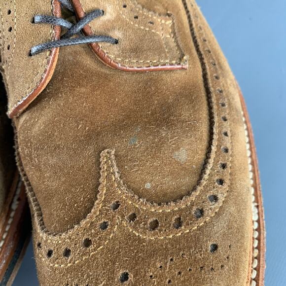 ALDEN Size 12.5 Brown Perforated Suede Wingtip Lace-Up Shoes - Picture 10 of 10